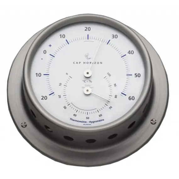 Satin Stainless Steel Thermo-hygrometer - 110mm