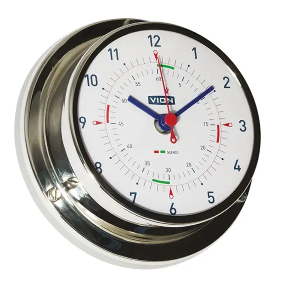 Polished Stainless Steel Clock with Silent Zone - 97mm