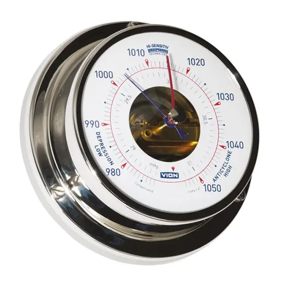 Baromètre en acier inoxydable poli - 97mm