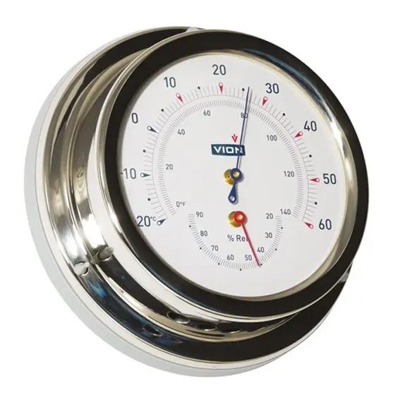 Polished Stainless Steel Thermo-hygrometer - 127mm