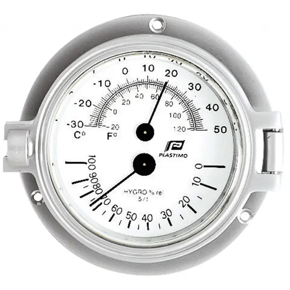 Chromed Matt Brass Thermo-hygrometer - 120mm