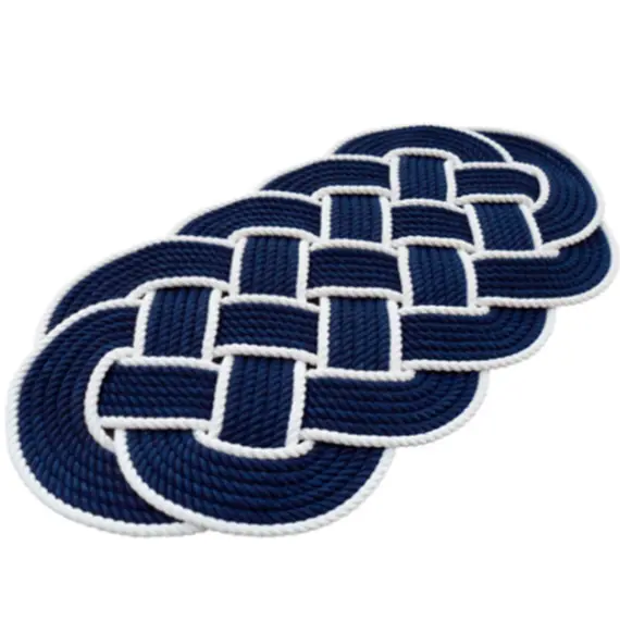 Welcome Rope Mat - 600x330mm - Blue-White, Color: Blue and white