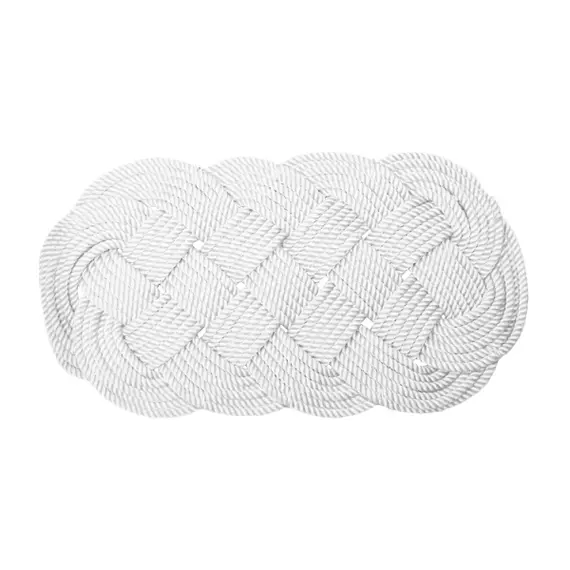 Tapis de bienvenue blanc en corde - 470x250mm, Couleur: White