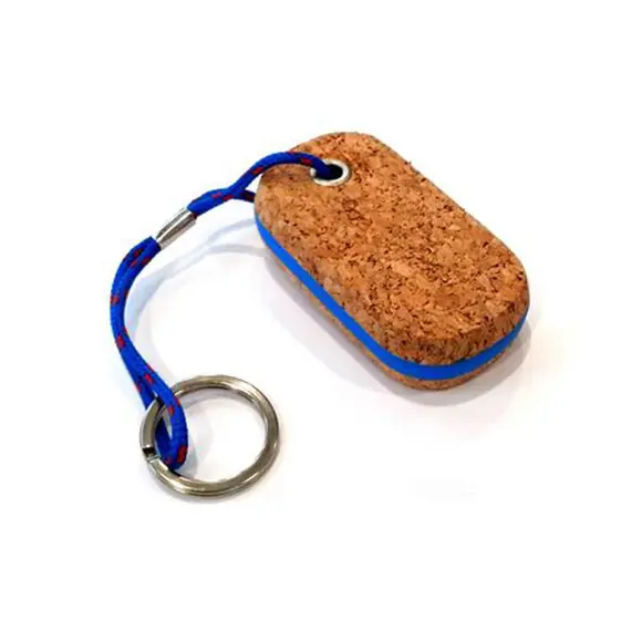 Porte-clés ovale en liège - bleu