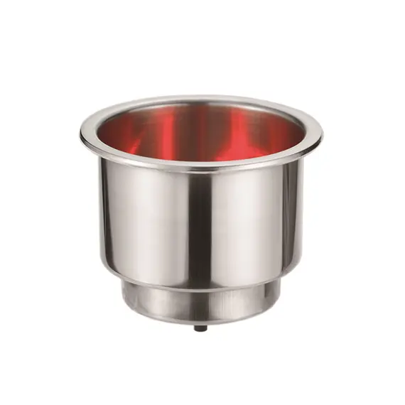 Support encastré en acier inoxydable pour verre/canette - LED rouge, Couleur: Red