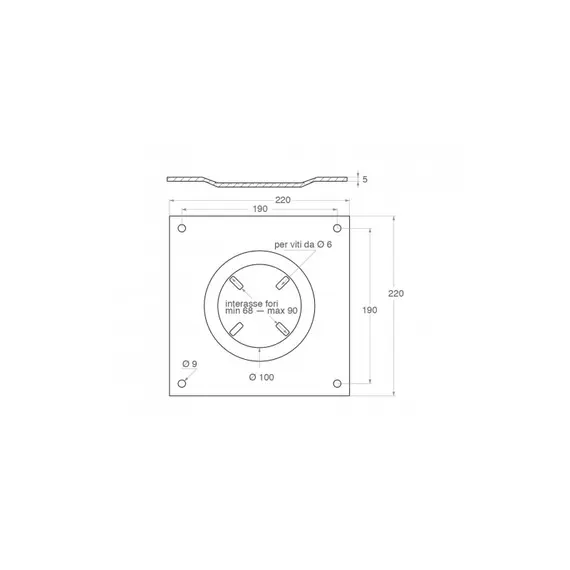 Plate for Pedestal - 220x220mm, Dimensions, mm: 220x220, 2 image Plate for Pedestal - 220x220mm, Dimensions, mm: 220x220, 2 image