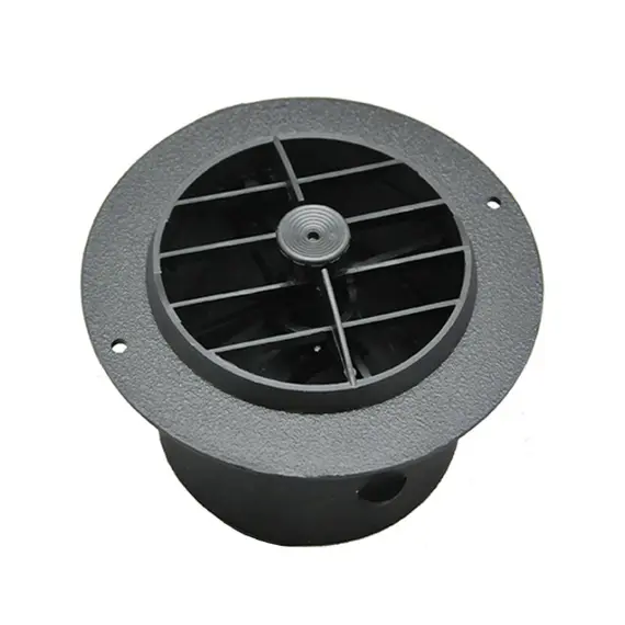 Grille ronde noire avec régulateur - 100mm
