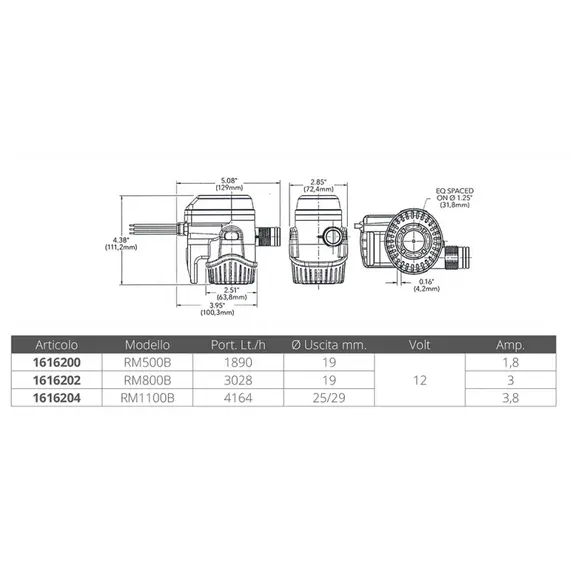Automatic RM1100B Bilge Pump - 12V, 2 image Automatic RM1100B Bilge Pump - 12V, 2 image