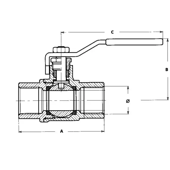 Brass Ball Valve - 1/2", Thread: F1/2", 2 image