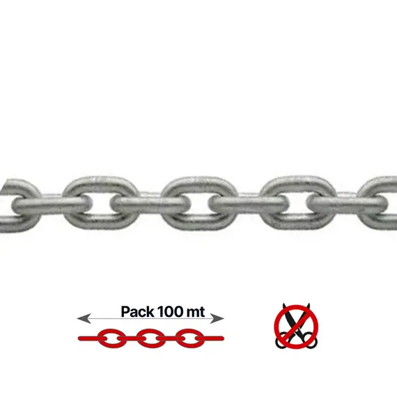 Galvanized Calibrated Chain - 8mm - 100m, Chain  diameter, mm: 8