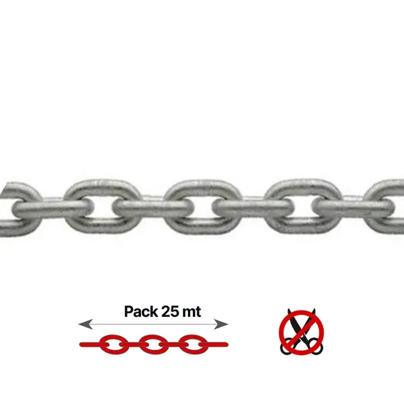 Galvanized Calibrated Chain - 6mm - 25m, Chain  diameter, mm: 6