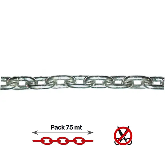 Stainless Steel Calibrated Chain - 12mm - 75m, Chain  diameter, mm: 12, Spool, m: 75