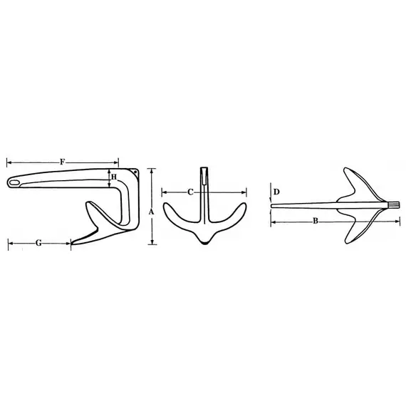 Stainless Steel Bruce Anchor - 1kg, Weight, kg: 1, 2 image Stainless Steel Bruce Anchor - 1kg, Weight, kg: 1, 2 image