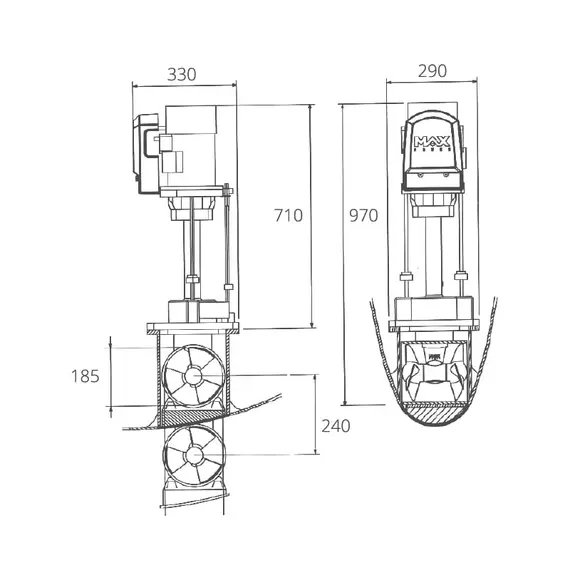 Propulseur rétractable électrique VIP 150 - 12v, Tension, V CC: 12, 2 image