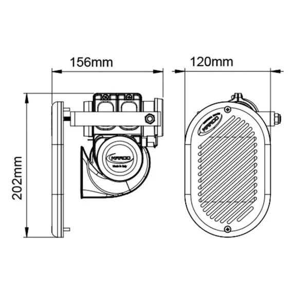 HURRICANE Electropneumatic Horn with White Grill, 2 image HURRICANE Electropneumatic Horn with White Grill, 2 image