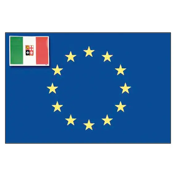 Drapeau de l'Union européenne et d'Italie autocollant dans le coin - 11x16cm