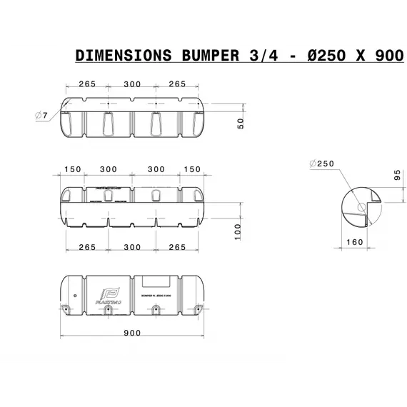 Blanc droit 1/2 pare-chocs diamètre 18x40cm, 3 image