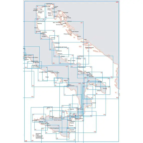 Nautical Chart - From the Adriatic Sea to the Tyrrhenian Ionian Sea Merid and Strait of Sicily