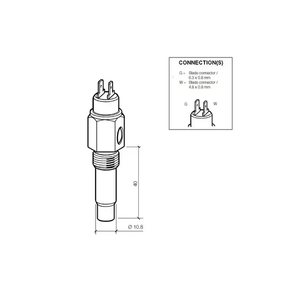 Capteur de température du liquide de refroidissement - 40°-120°C - 1/2–14 NPTF - Avec alarme à 95°C, Fil de discussion: 1/2" - 14 NPTF, 2 image