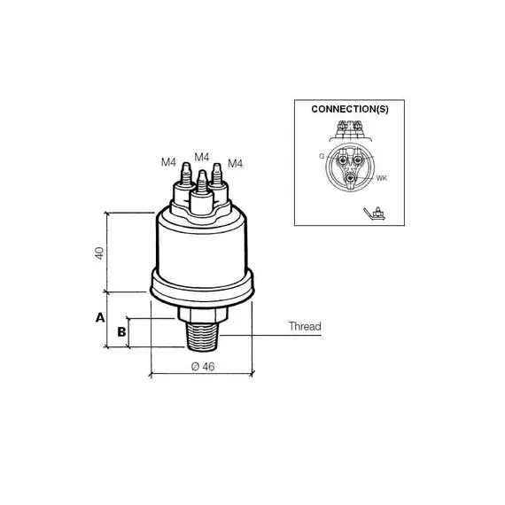 Capteur de pression d'huile moteur - 10 bars - 1/8-27 NPTF - Avec alarme à 0,8 bar, Max pressure, mbar: 10, Fil de discussion: 1/8" - 27 NPTF, 2 image Capteur de pression d'huile moteur - 10 bars - 1/8-27 NPTF - Avec alarme à 0,8 bar, Max pressure, mbar: 10, Fil de discussion: 1/8" - 27 NPTF, 2 image