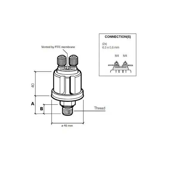 Capteur de pression d'huile de transmission - 25 bars - 3/8-18 Dryseal, Max pressure, mbar: 25, Fil de discussion: 3/8"-18 Dryseal NPTF, 2 image Capteur de pression d'huile de transmission - 25 bars - 3/8-18 Dryseal, Max pressure, mbar: 25, Fil de discussion: 3/8"-18 Dryseal NPTF, 2 image