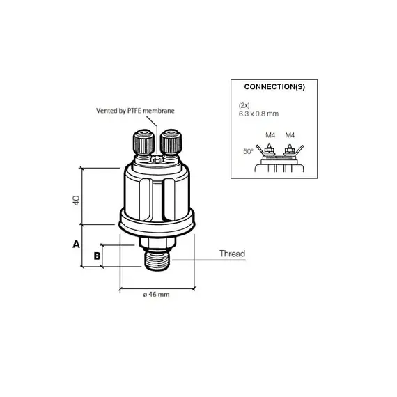 Turbocharger Oil Pressure Sensor - 2 Bar - 1/8"-27 NPTF - Without Alarm, Max pressure, mbar: 2, Thread: 1/8" - 27 NPTF, 2 image Turbocharger Oil Pressure Sensor - 2 Bar - 1/8"-27 NPTF - Without Alarm, Max pressure, mbar: 2, Thread: 1/8" - 27 NPTF, 2 image