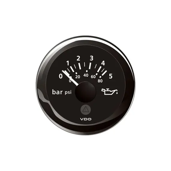 Engine Oil Pressure Gauge - 5 Bar - Black, Color: Black