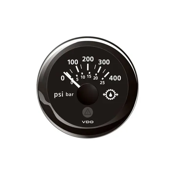 Gearbox Oil Pressure Gauge - 25 Bar - Black, Color: Black