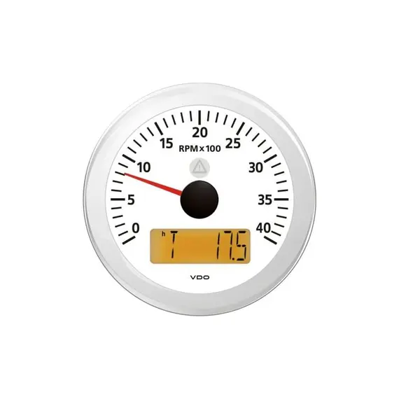 Tachometer - 4000 RPM - White, Color: White
