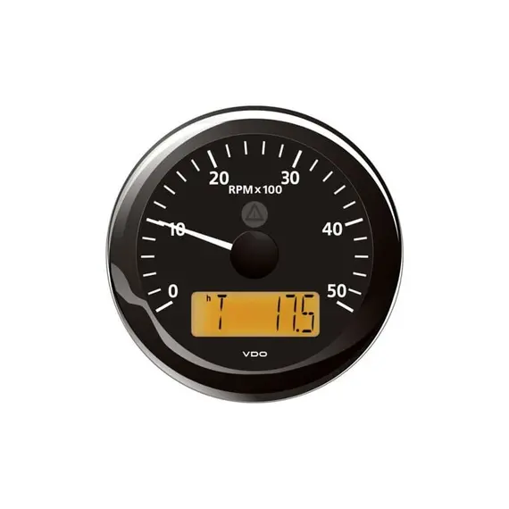 Tachometer - 5000 RPM - Black, Color: Black