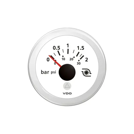 Turbocharger Pressure Gauge - White, Color: White