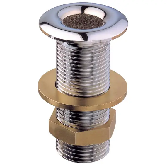 Chromed Brass Through-hull - 1/2" x 65mm, Thread: 1/2"