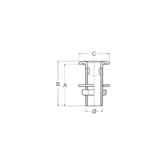Chromed Brass Through-hull - 1/2" x 65mm, Thread: 1/2", 2 image