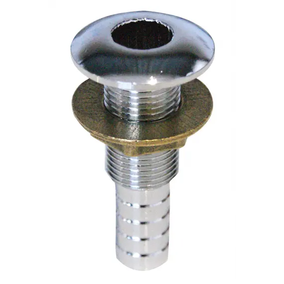 Chromed Brass Through-hull - 1" x 70mm, For hose diameter, mm: 30, Thread: 1"