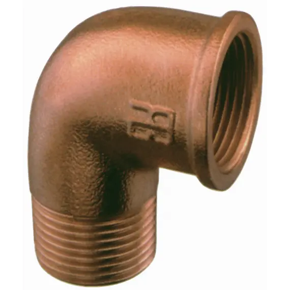 Coude en bronze 90° M-F - 1/4, Fil de discussion: 3/8"