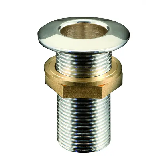 Laiton chromé à travers la coque - 3/8 x 55mm, Fil de discussion: 3/8"