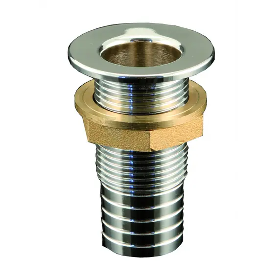 Laiton chromé à travers la coque - 3/8 x 55mm, Fil de discussion: 3/8"