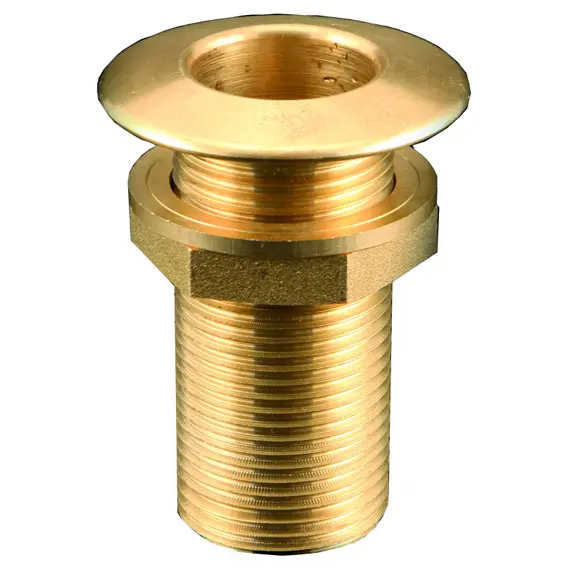 Polished Brass Through-hull - 3/8" x 55mm, Thread: 3/8"