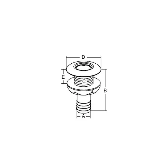 Polished Brass Through-hull - 2" x 92mm, For hose diameter, mm: 55, Thread: 2", 2 image Polished Brass Through-hull - 2" x 92mm, For hose diameter, mm: 55, Thread: 2", 2 image