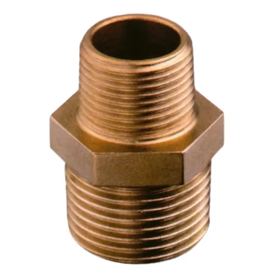 Bronze Reducing Nipple M-M - 3/8" to 1/4", Thread: 3/8"-1/4"