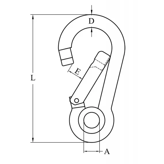 AISI 316 Carabiner with Eye and Straight Closing - diameter 10mm, Diameter, mm: 10, 2 image AISI 316 Carabiner with Eye and Straight Closing - diameter 10mm, Diameter, mm: 10, 2 image