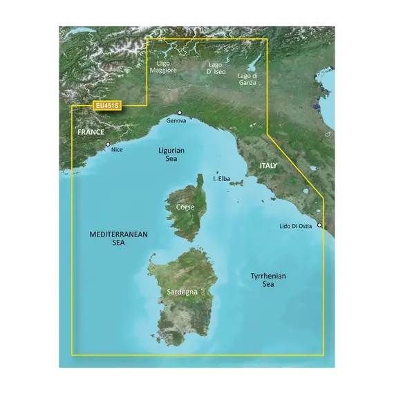 BlueChart g3 Vision - VEU451S - Italie, mer de Ligurie vers la Corse et la Sardaigne Cartes