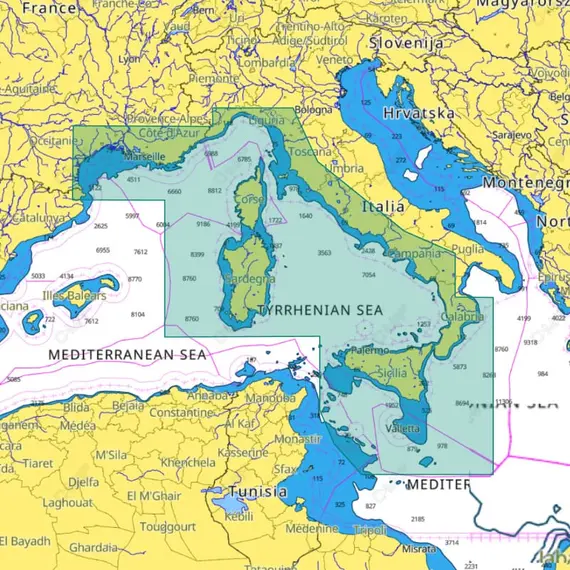 C-MAP DÉCOUVRIR - Mer Tyrrhénienne et Méditerranée Centrale