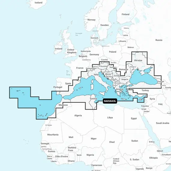 Cartes Navionics+ pour la Méditerranée et la mer Noire