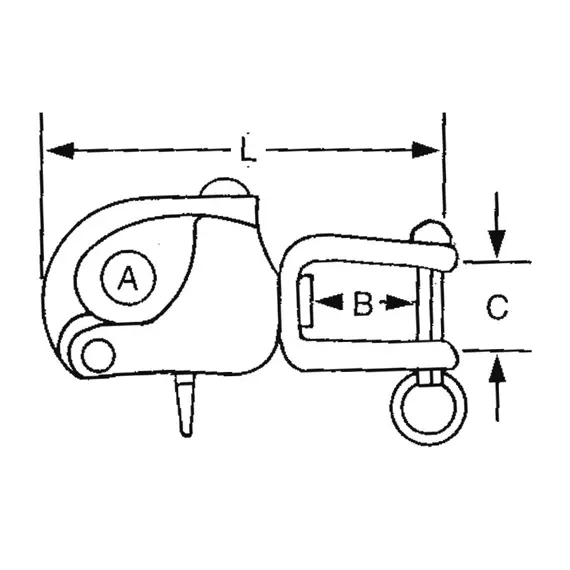 AISI 316 Manille à cliquet avec fourche pivotante - 90mm, Longueur, mm: 90, 2 image