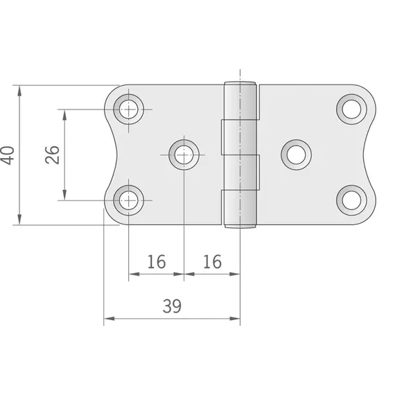 Mirror polished S.S. hinge - 78x40mm, 2 image