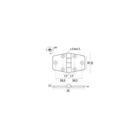 Charnière moulée sous pression - 95x55mm, 2 image Charnière moulée sous pression - 95x55mm, 2 image