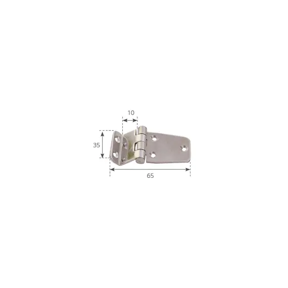 Charnière décalée en acier inoxydable poli miroir - 65x35mm, 2 image