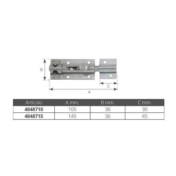 Spring Door Bolt with Padlock Eye - 105x36mm, Length, mm: 105, 2 image