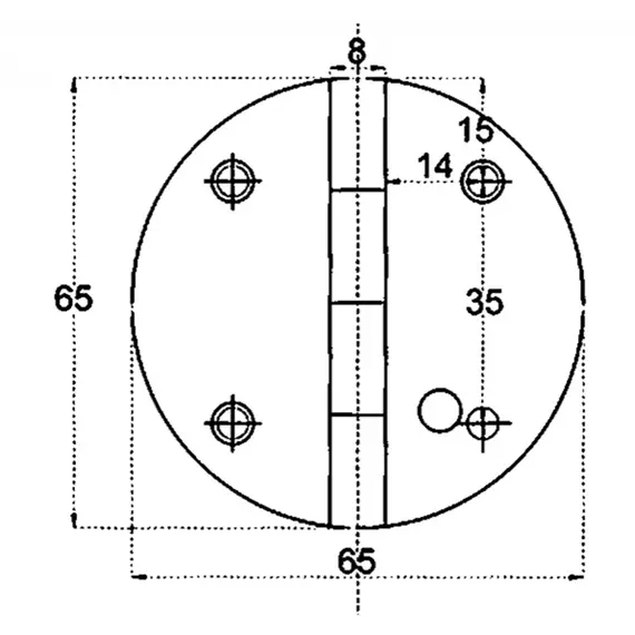 Mirror polished S.S. hinge - diameter 65mm, 2 image Mirror polished S.S. hinge - diameter 65mm, 2 image